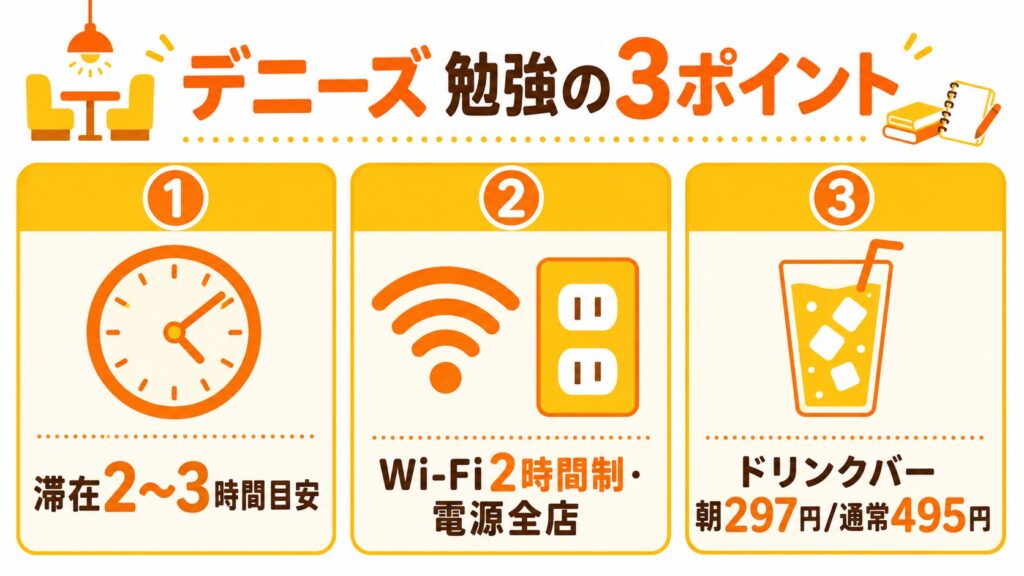 デニーズ 勉強の3ポイント