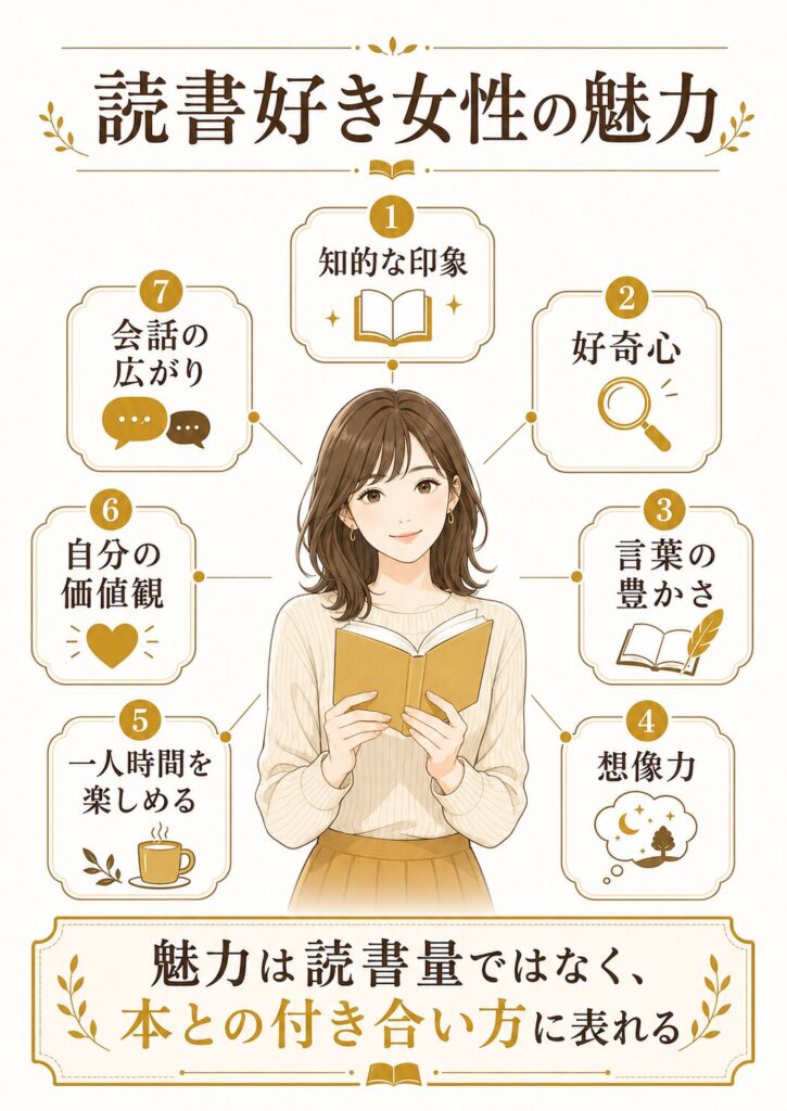 読書好き女性の魅力インフォグラフィック