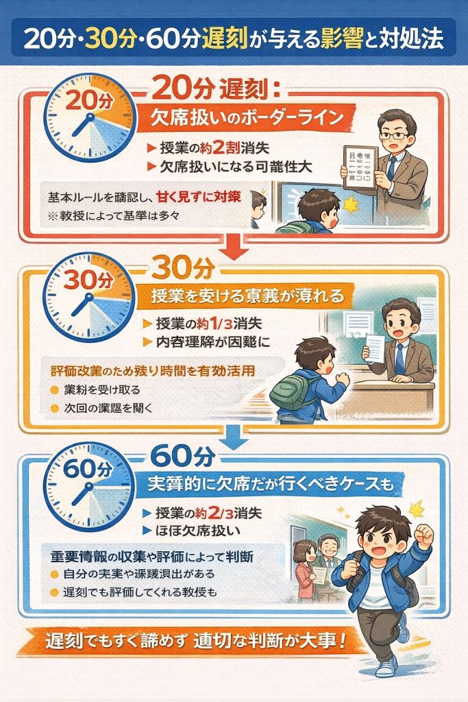 時間別に見る大学遅刻の許容範囲