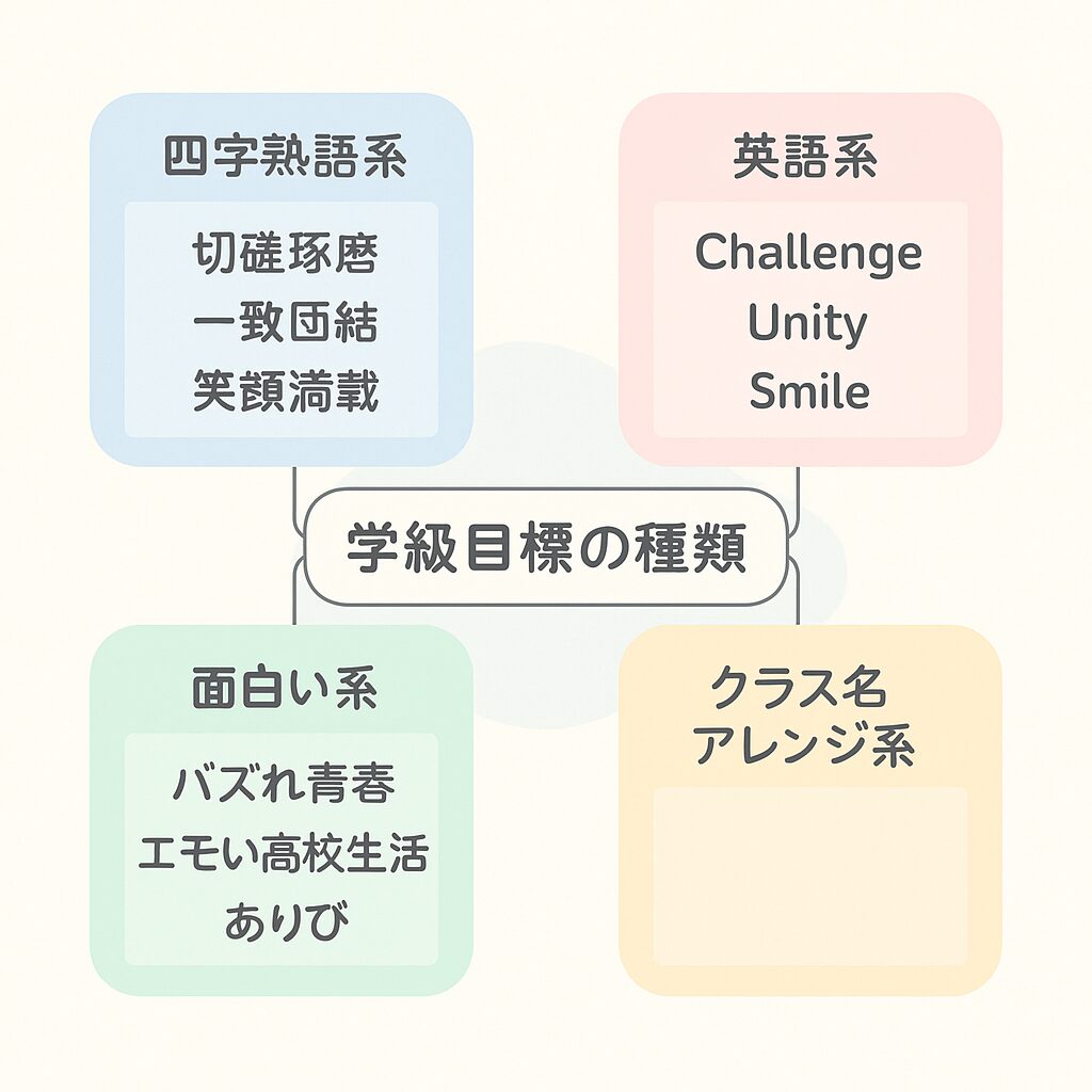 学級目標の種類を分類したインフォグラフィック