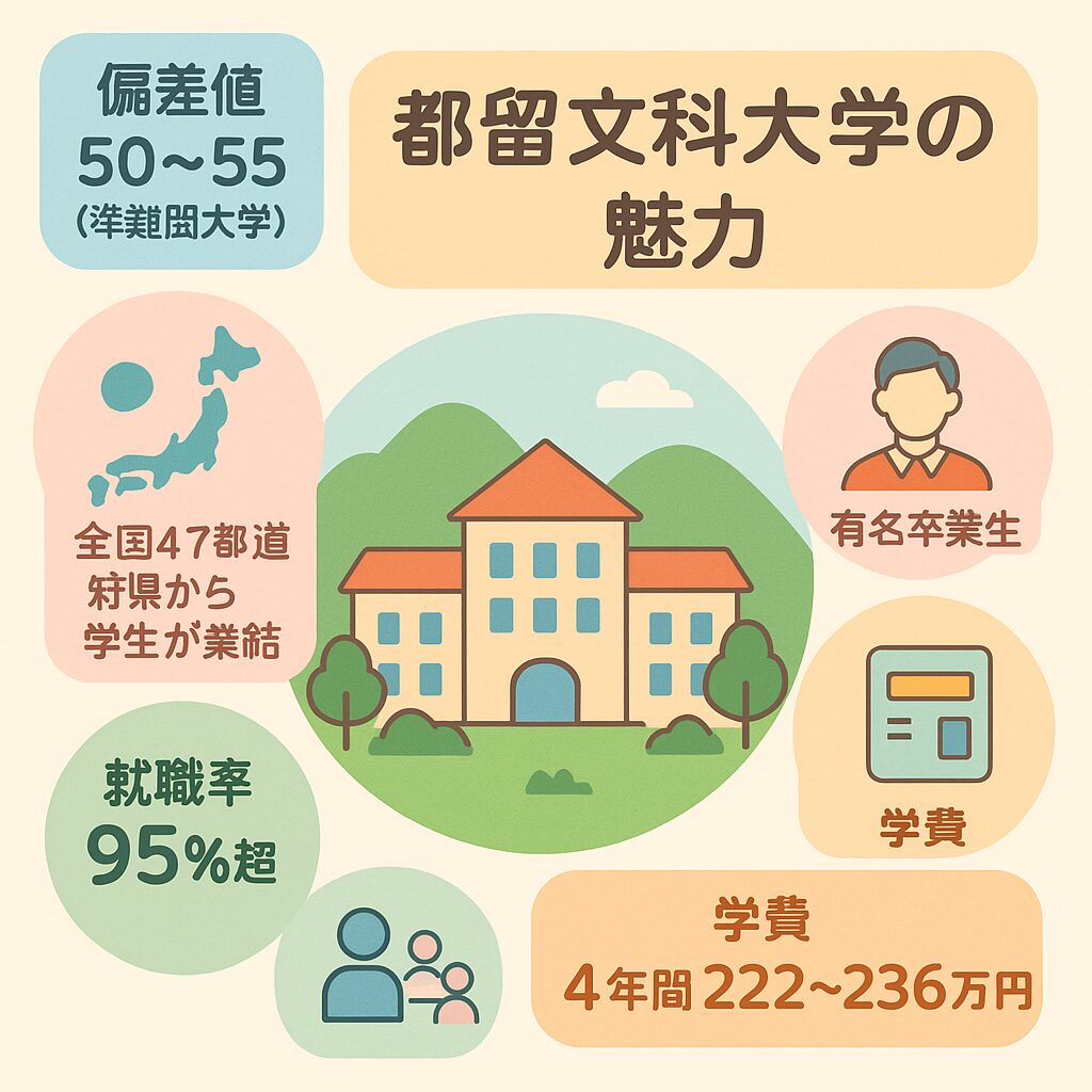 都留文科大学の魅力を表すインフォグラフィック