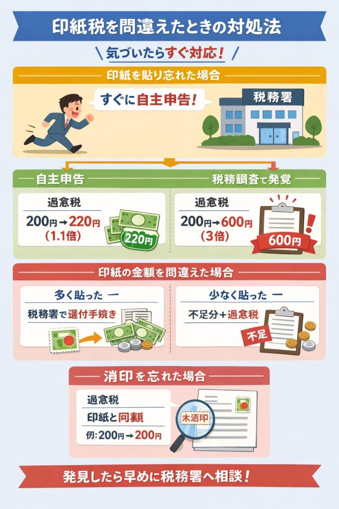 印紙税を間違えたときの対処法