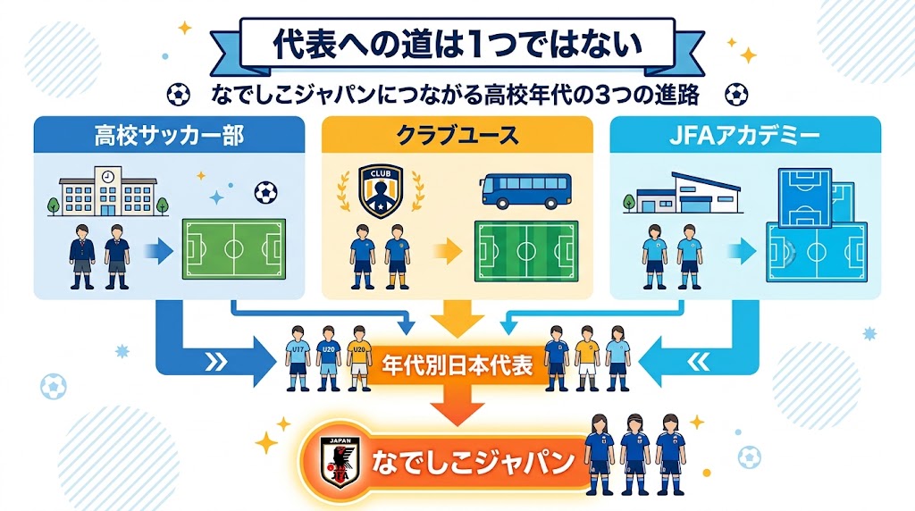 なでしこジャパンにつながる高校年代の3つの進路
