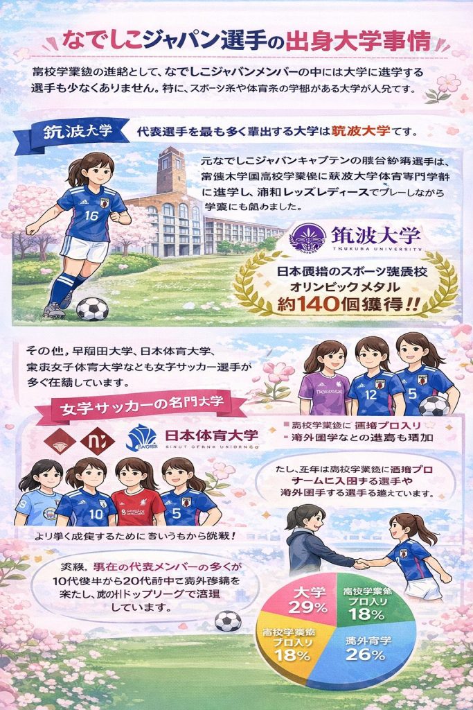 なでしこジャパン選手の出身大学事情