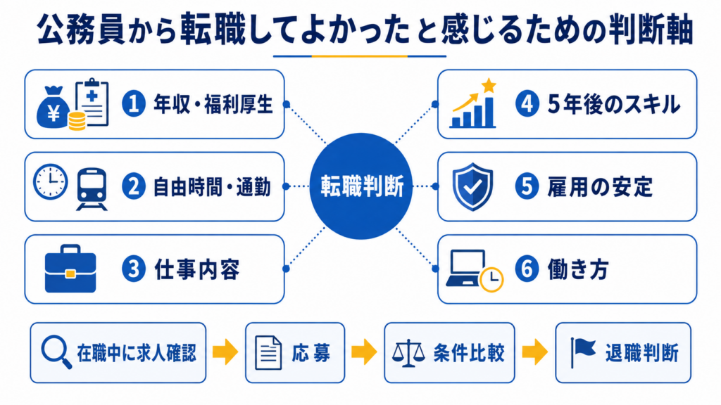 公務員転職の判断軸インフォグラフィック