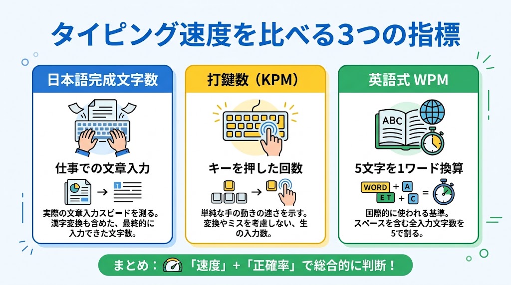 タイピング速度を比べる3つの指標