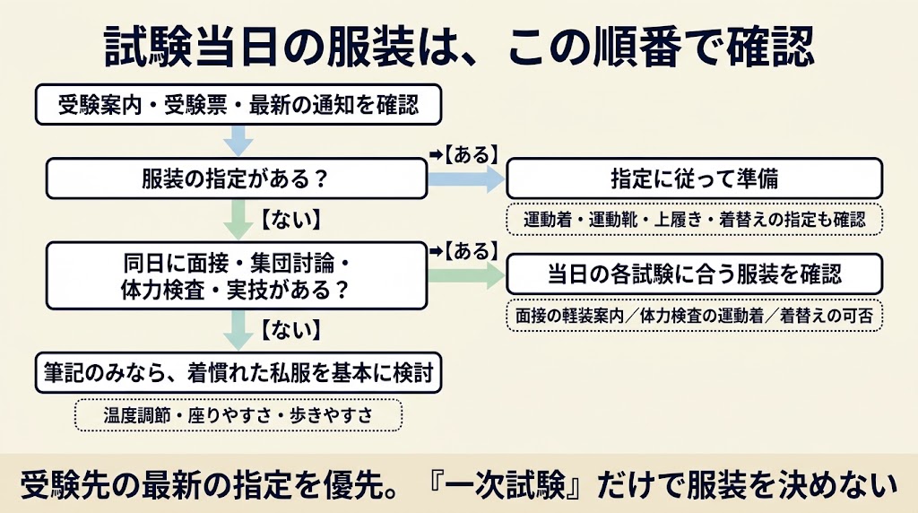 公務員試験当日の服装を決める確認フロー